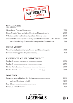 mittagskarte - Restaurant Lagerhaus