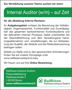Internal Auditor (w/m) &ndash; auf Zeit