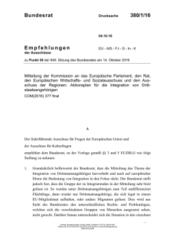 Bundesrat 380/1/16 Empfehlungen