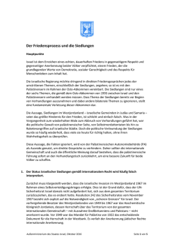 Informationen zum Thema Siedlungen und Friedensprozess