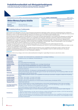 Produktinformationsblatt nach Wertpapierhandelsgesetz Aktien