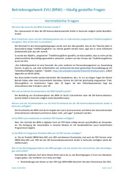 FAQ zum Betriebsregelwerk EVU (BRW)