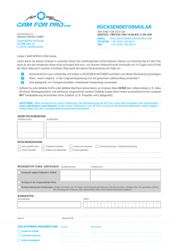 camforpro - R&uuml;cksendeformular