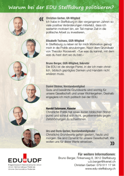 Warum bei der EDU Steffisburg politisieren?