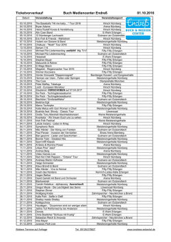 Ticketvorverkauf Buch Mediencenter Endreß 01.10.2016
