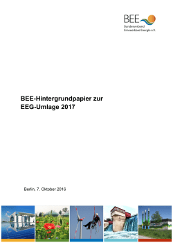 BEE-Hintergrundpapier zur EEG