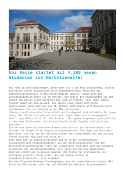 Uni Halle startet mit 4.100 neuen Studenten ins