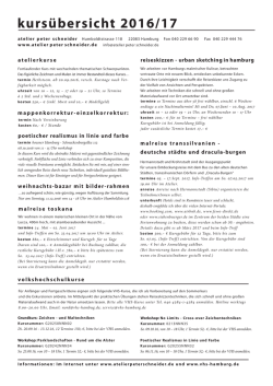 aktueller Kursplan - Atelier Peter Schneider