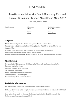 Praktikum Assistenz der Geschäftsleitung Personal Daimler Buses