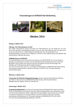 Veranstaltungen im Oktober 2016 - Das Kurhaus