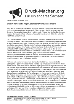 Pressemitteilung vom 6. Oktober 2016