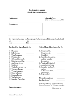 Formular Kostenabrechnung 2016 als PDF