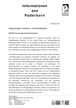 Regiopolregion Paderborn wird Modellprojekt