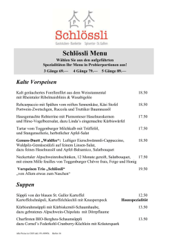 Herbst 2016 &agrave; la carte 1. Wurf