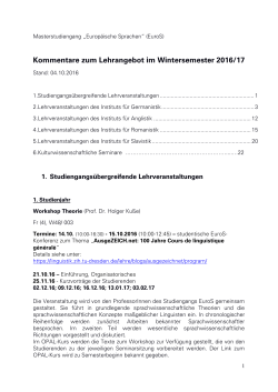 Kommentare zum Lehrangebot im Wintersemester