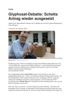 Glyphosat-Debatte: Schetts Antrag wieder ausgesetzt - impuls