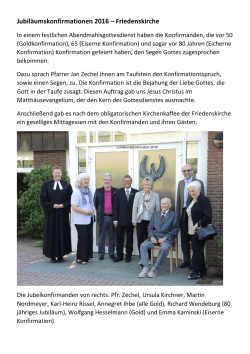 Jubiläumskonfirmationen 2016 – Friedenskirche
