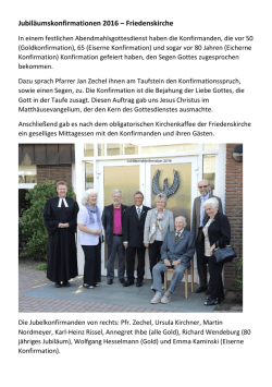 Jubil&auml;umskonfirmationen 2016 &ndash; Friedenskirche