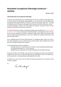 Newsletter Europäische Ethnologie Innsbruck – 1/11
