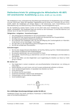 Inserat P&auml;dagogische Mitarbeiterin