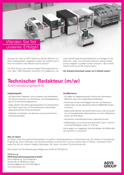 Technischer Redakteur (m/w) - ASYS Automatisierungssysteme GmbH