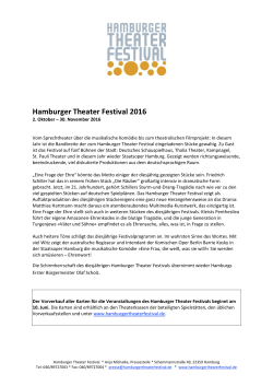 Presseinformationen zum Hamburger Theater Festival 2016