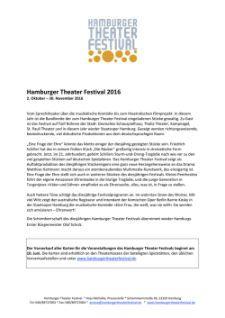 Presseinformationen zum Hamburger Theater Festival 2016