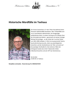 Historische Mordf&auml;lle im Teehaus