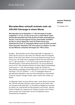 IR Release: Mercedes-Benz verkauft erstmals mehr als