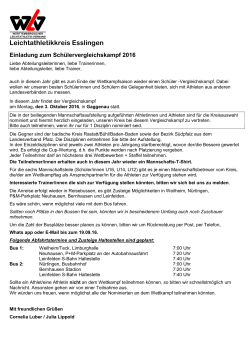 Einladung zum Schülervergleichskampf am 03.10