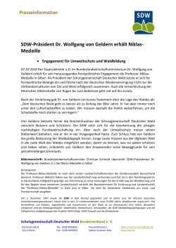 SDW-Präsident Dr. Wolfgang von Geldern erhält Niklas