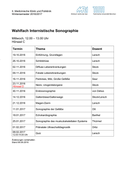 Zeitplan Wintersemester - II. Medizinische Klinik