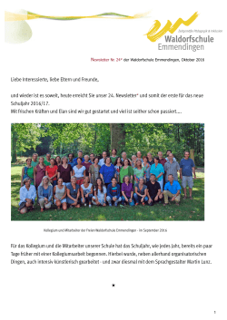 Newsletter Oktober 2016 - Integrative Waldorfschule Emmendingen