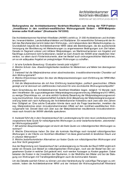 Stellungnahme der AKNW zum Antrag der FDP