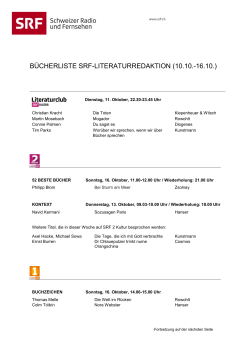 BÜCHERLISTE SRF-LITERATURREDAKTION (10.10.