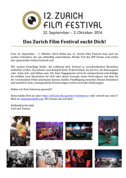 Das Zurich Film Festival sucht Dich!