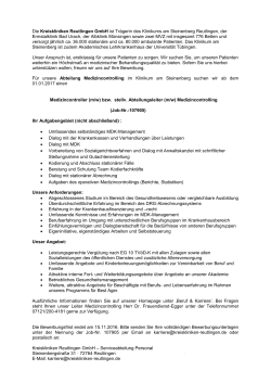 Kreiskliniken Reutlingen GmbH: Medizincontroller (m/w)