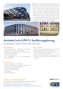 Architekt (m/w) LPH 5 / Ausführungsplanung