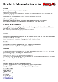 Merkblatt f&uuml;r Schnupperlehrlinge bei der