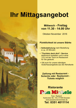 Ihr Mittagsangebot - Pizzeria Don Michele