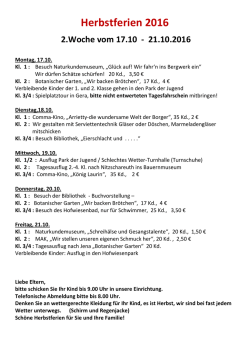 Herbstferien 2016 - auf der Homepage der Bergschule Gera