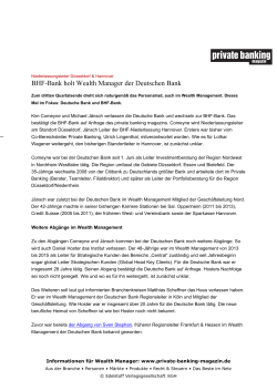 BHF-Bank holt Wealth Manager der Deutschen Bank