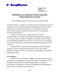 BORGWARNER LEGT GRUNDSTEIN F&Uuml;R NEUE TURBOLADER