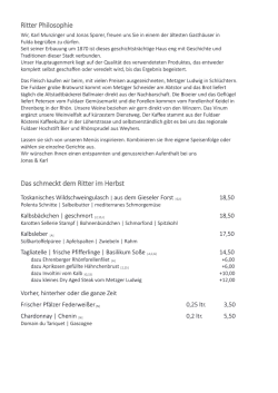Ritter Philosophie Das schmeckt dem Ritter im Herbst