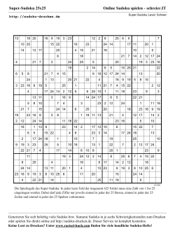 Super-Sudoku 25x25 Online Sudoku spielen