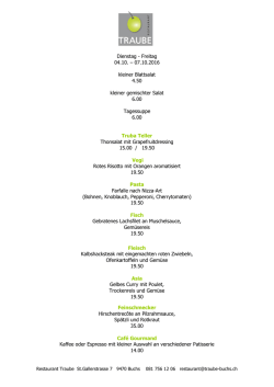 Dienstag - Freitag 04.10. &ndash; 07.10.2016 kleiner Blattsalat 4.50 kleiner