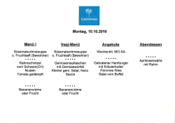 Menüplan Cafeteria 10.10. - 16.10.2016