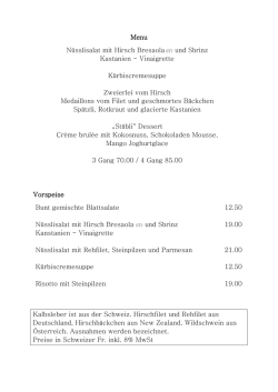 Gourmet Stubli Speisekarte