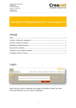 Handbuch Mitgliederbereich www.kgast.ch Inhalt Login