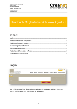 Handbuch Mitgliederbereich www.kgast.ch Inhalt Login